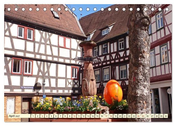 Produktbild: Bensheim an der Bergstra&szlig;e Mandelbl&uuml;te, Wein und Fachwerk (Tischkalender 2027 DIN A5 quer), CALVENDO Monatskalender