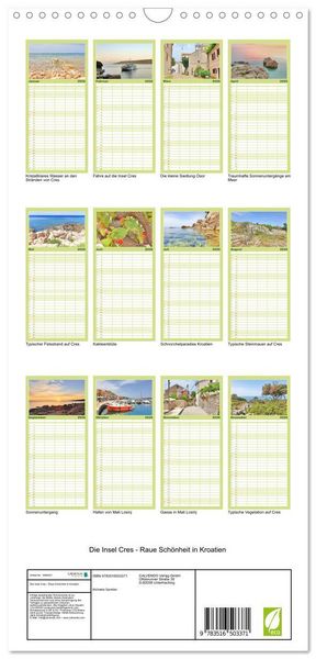 Produktbild: Familienplaner 2026 - Die Insel Cres - Raue Sch&ouml;nheit in Kroatien mit 5 Spalten (Wandkalender, 21 x 45 cm) CALVENDO