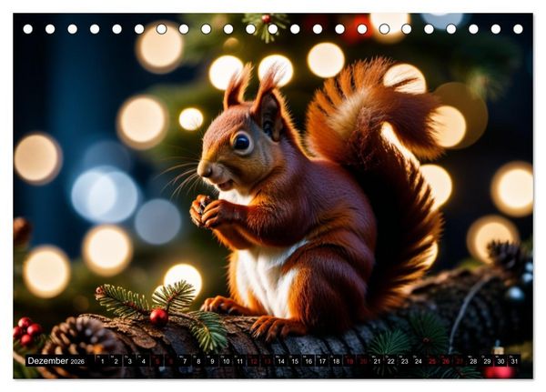 Produktbild: Rote Eichh&ouml;rnchen - zauberhaft anders mit KI (Tischkalender 2026 DIN A5 quer), CALVENDO Monatskalender