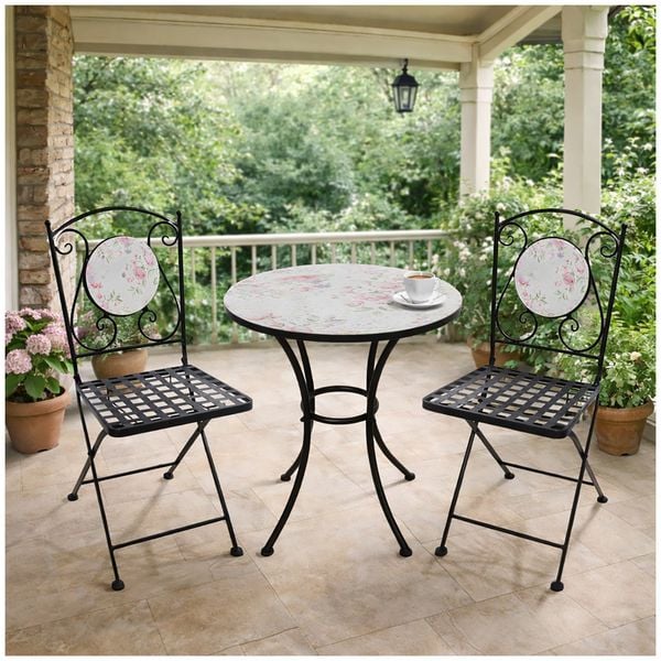 Produktbild: HTI-Living Gartentisch und 2 St&uuml;hle Celia Rosen Gartentisch und 2 St&uuml;hle Celia Rosen