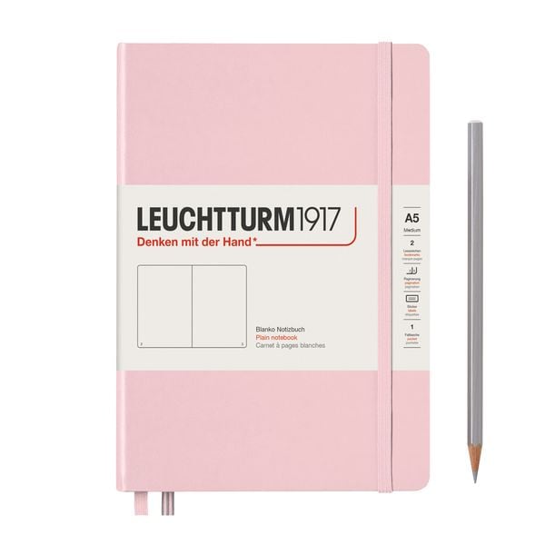 Produktbild: LEUCHTTURM1917 Notizbuch Medium (A5), Hardcover, 251 nummerierte Seiten, Puder, Blanko