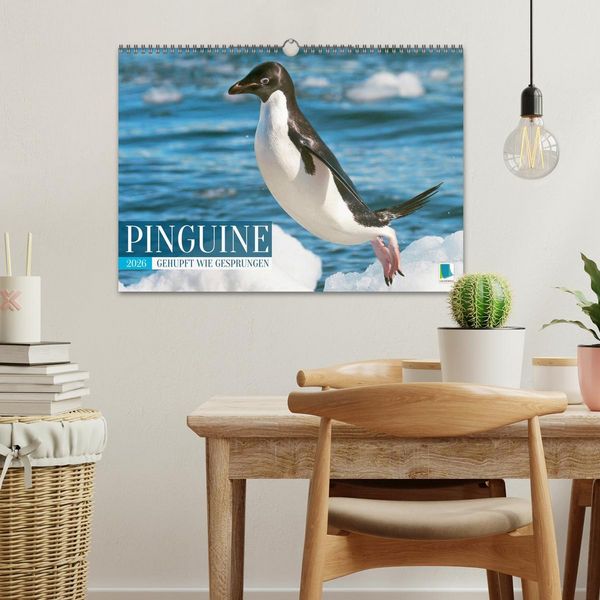 Produktbild: Pinguine: Gehupft wie gesprungen (Wandkalender 2026 DIN A3 quer), CALVENDO Monatskalender