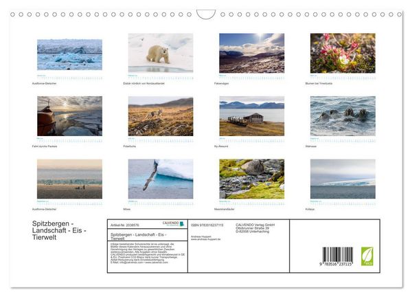 Produktbild: Spitzbergen - Landschaft - Eis - Tierwelt (Wandkalender 2026 DIN A3 quer), CALVENDO Monatskalender