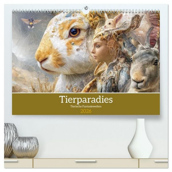 Produktbild: Tierparadies - Tierische Fantasiewelten (hochwertiger Premium Wandkalender 2026 DIN A2 quer), Kunstdruck in Hochglanz