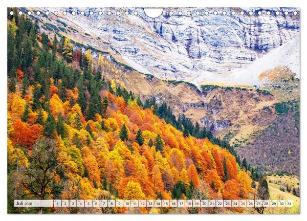 Produktbild: Herbstflammen im Karwendel- und Wettersteingebirge (Wandkalender 2026 DIN A4 quer), CALVENDO Monatskalender