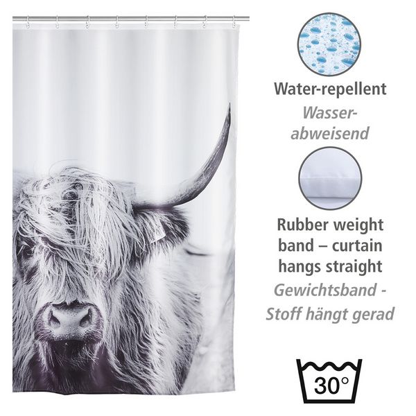 Produktbild: Duschvorhang Mod. Yak, Textil (Polyester), 180 x 200 cm, waschbar