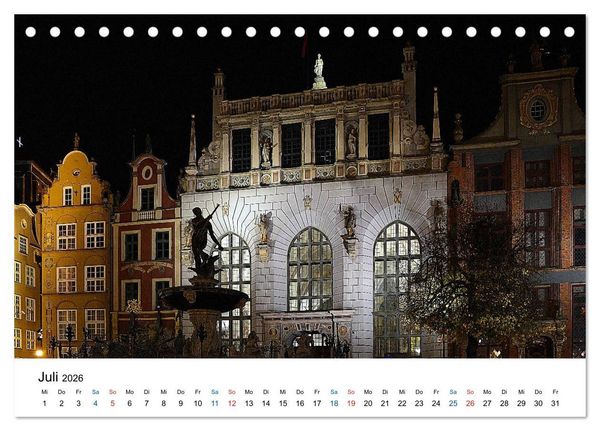 Produktbild: Das alte Danzig - Ein Stadtbummel am Abend (Tischkalender 2026 DIN A5 quer), CALVENDO Monatskalender
