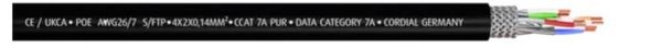 Produktbild: Cordial 15580 RJ45 Patchkabel CAT 7a S/FTP 5.00m Schwarz PUR-Mantel 1St.