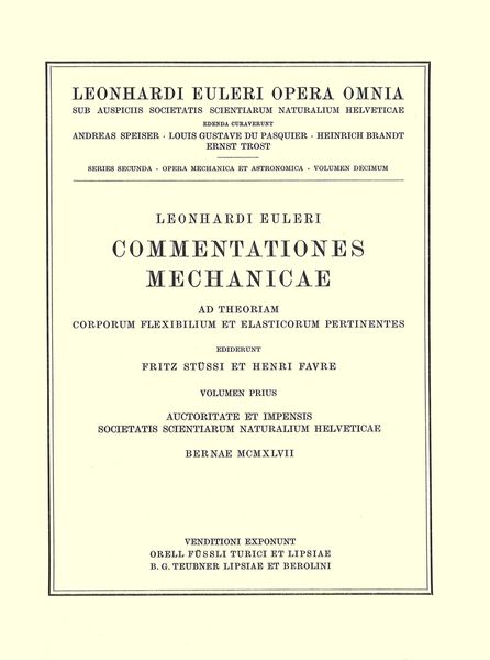 Produktbild: Commentationes mechanicae ad theoriam corporum flexibilium et elasticorum pertinentes 1st part