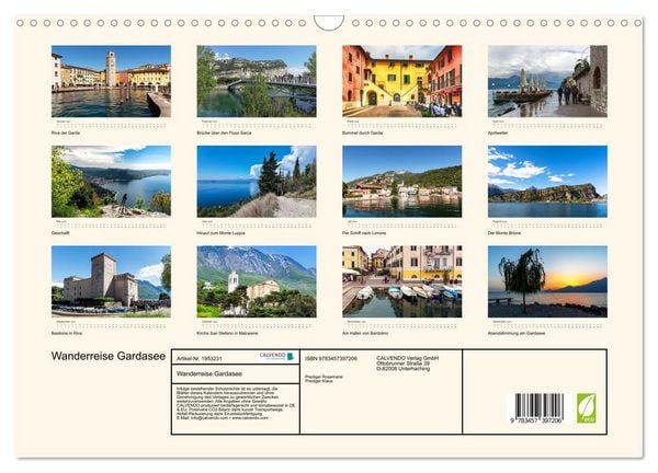 Produktbild: Wanderreise Gardasee (Wandkalender 2026 DIN A3 quer), CALVENDO Monatskalender