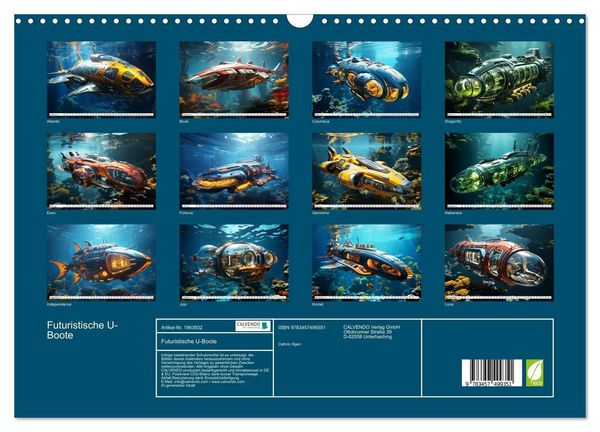 Produktbild: Futuristische U-Boote (Wandkalender 2026 DIN A3 quer), CALVENDO Monatskalender