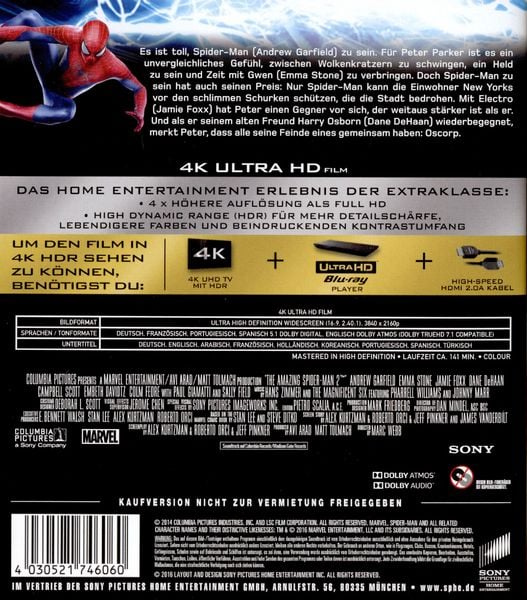 Produktbild: The Amazing Spider-Man 2 - Rise of Electro (4K Ultra HD)