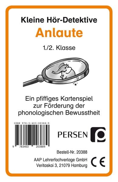 Kleine Hör-Detektive: Anlaute, Game von Bernd Wehren, Persen Verlag in der AAP Lehrerwelt GmbH, 978-3-403-20388-9
