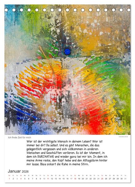 Produktbild: Motivation-Art Herzensw&uuml;nsche (Tischkalender 2026 DIN A5 hoch), CALVENDO Monatskalender