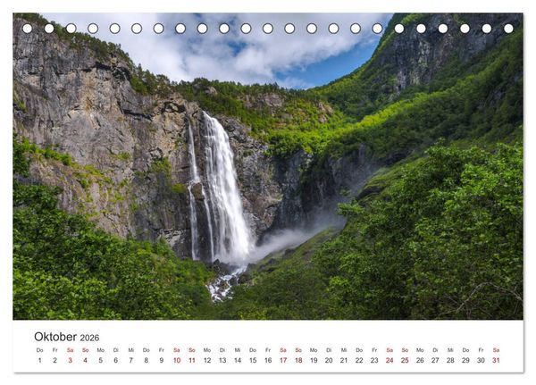 Produktbild: Wasserf&auml;lle in Norwegen (Tischkalender 2026 DIN A5 quer), CALVENDO Monatskalender