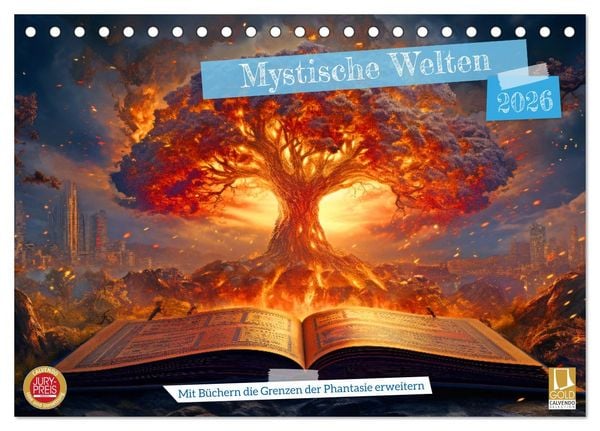Produktbild: Mystische Welten - Mit B&uuml;chern die Grenzen der Phantasie erweitern (Tischkalender 2026 DIN A5 quer), CALVENDO Monatskalender