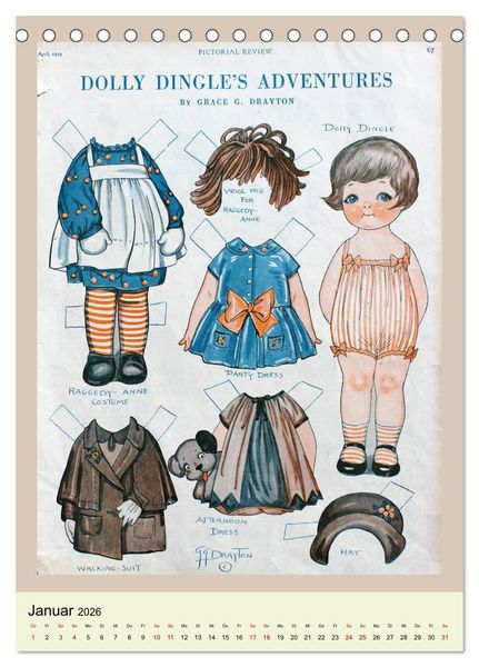 Produktbild: Dolly Dingle Kalender - Anziehpuppen von Grace G. Drayton (Tischkalender 2026 DIN A5 hoch), CALVENDO Monatskalender