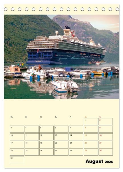 Produktbild: Kreuzfahrtschiffe - die Welt ist dein Ziel (Tischkalender 2026 DIN A5 hoch), CALVENDO Monatskalender