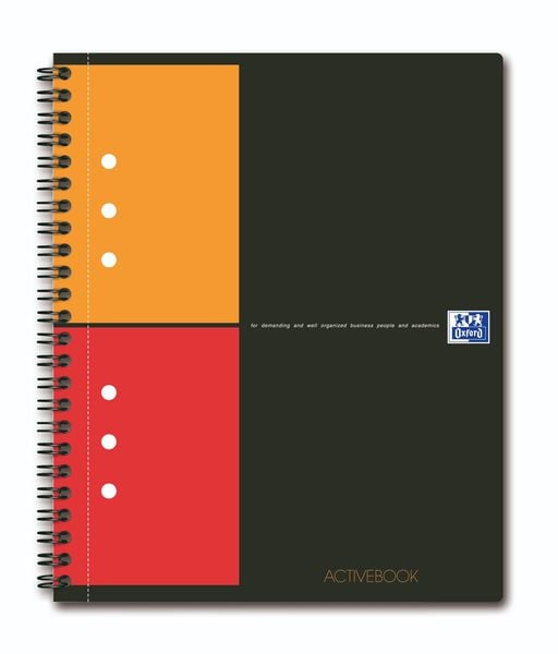 OXFORD International Activebook A5+, kariert 5 mm, 80 Blatt, 80 g/m², 10fach gelocht, mit PP-Deckel und Lesezeichen-Regi