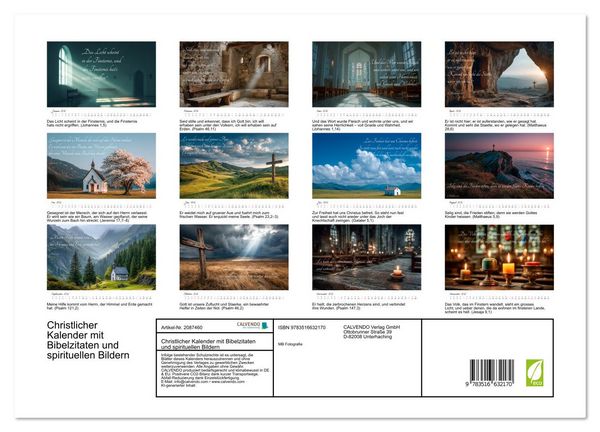 Produktbild: Christlicher Kalender mit Bibelzitaten und spirituellen Bildern (hochwertiger Premium Wandkalender 2026 DIN A2 quer), Kunstdruck in Hochglanz