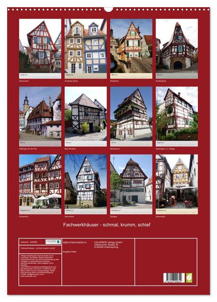 Produktbild: Fachwerkh&auml;user - schmal, krumm, schief (Wandkalender 2026 DIN A2 hoch), CALVENDO Monatskalender