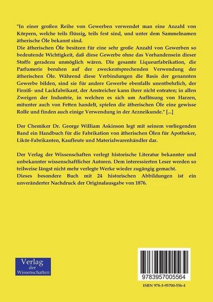 Produktbild: Die Fabrikation der &auml;therischen &Ouml;le