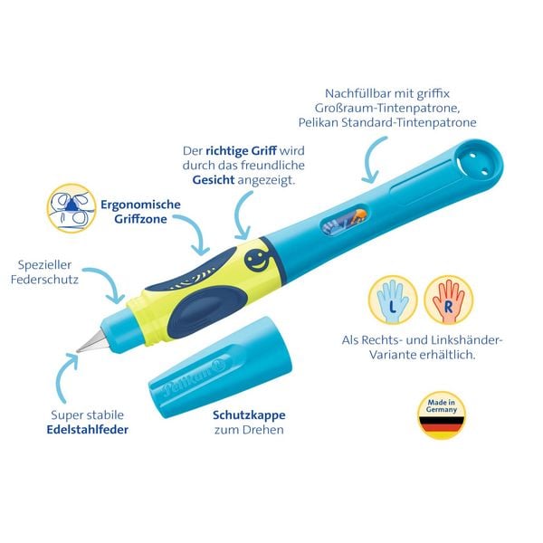 Produktbild: Pelikan F&uuml;ller griffix&reg; f&uuml;r Linksh&auml;nder, Neon Black