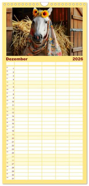 Produktbild: Familienplaner 2026 - Pferde-Fashion. Modische Highlights auf Hufen mit 5 Spalten (Wandkalender, 21 x 45 cm) CALVENDO