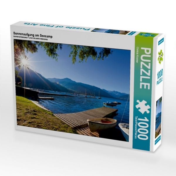 Produktbild: CALVENDO Puzzle Sonnenaufgang am Seecamp 1000 Teile Puzzle quer | 1000 Teile Lege-Gr&ouml;&szlig;e 64 &times; 48 cm Foto-Puzzle f&uuml;r gl&uuml;ckliche Stunden