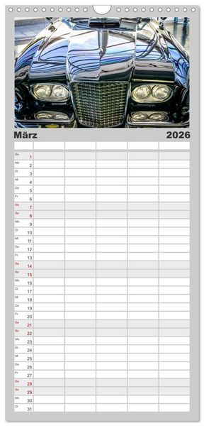 Produktbild: Familienplaner 2026 - Oldtimer: detailverliebt mit 5 Spalten (Wandkalender, 21 x 45 cm) CALVENDO