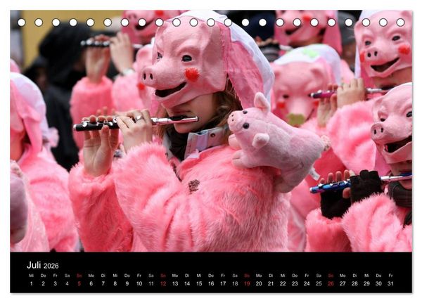 Produktbild: Basler Fasnacht - die drey scheenschte D&auml;&auml;g (Tischkalender 2026 DIN A5 quer), CALVENDO Monatskalender