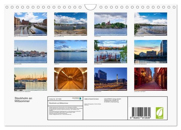 Produktbild: Stockholm an Mittsommer (Wandkalender 2026 DIN A4 quer), CALVENDO Monatskalender
