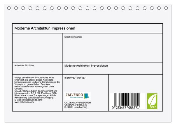 Produktbild: Moderne Architektur. Impressionen (Tischkalender 2026 DIN A5 quer), CALVENDO Monatskalender