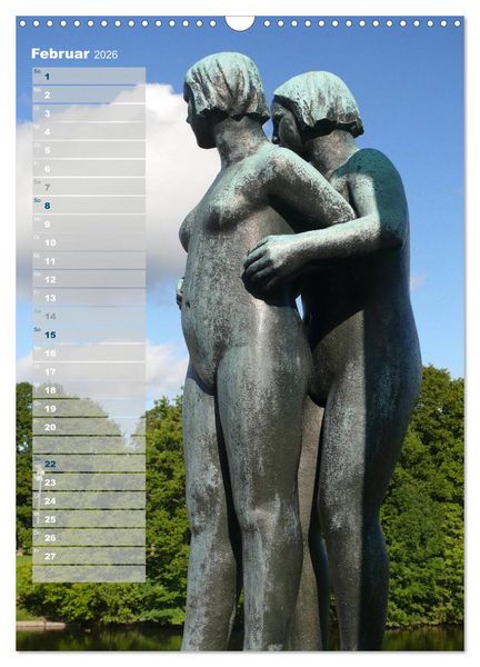 Produktbild: Skulpturen im Vigeland-Park Oslo (Wandkalender 2026 DIN A3 hoch), CALVENDO Monatskalender