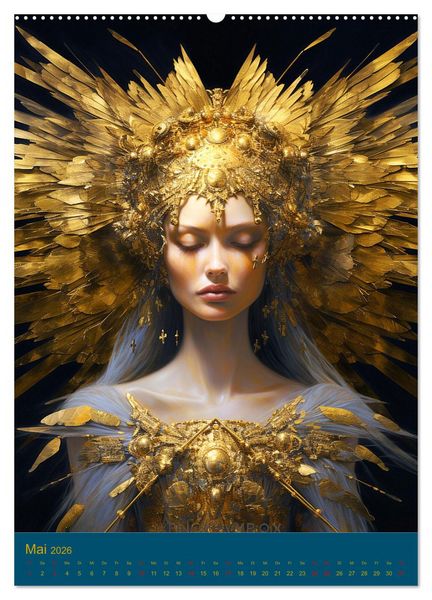 Produktbild: Engel. Goldverzierte Sch&ouml;nheiten in zeitloser Eleganz (hochwertiger Premium Wandkalender 2026 DIN A2 hoch), Kunstdruck in Hochglanz