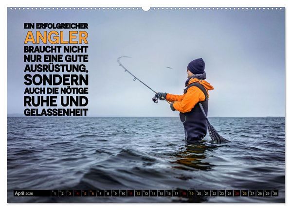 Produktbild: Angeln - Impressionen mit coolen Spr&uuml;chen (hochwertiger Premium Wandkalender 2026 DIN A2 quer), Kunstdruck in Hochglanz