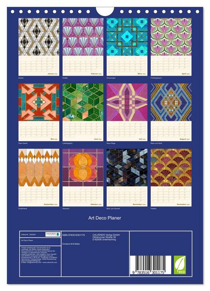 Produktbild: Art Deco Planer (Wandkalender 2026 DIN A4 hoch), CALVENDO Monatskalender