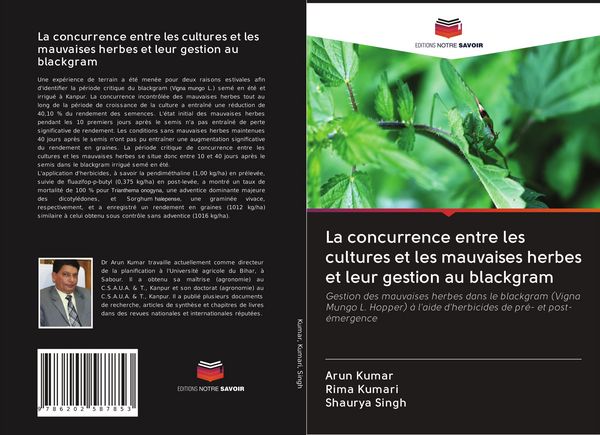 Produktbild: La concurrence entre les cultures et les mauvaises herbes et leur gestion au blackgram