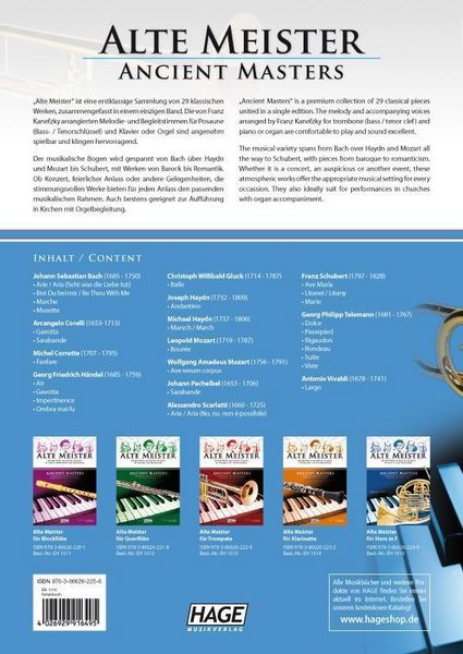 Produktbild: Alte Meister f&uuml;r Posaune und Klavier/Orgel