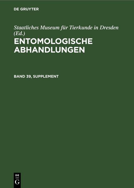 Produktbild: Entomologische Abhandlungen. Band 39, Supplement
