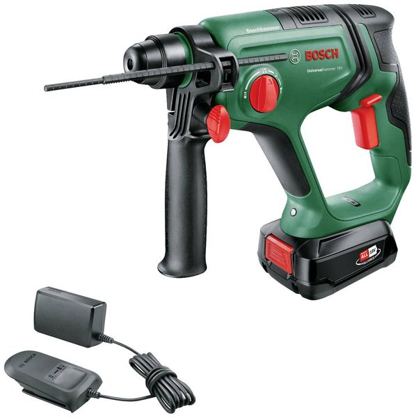 Bosch Home and Garden Universal Hammer -Akku-Bohrhammer 18 V 2.5 Ah Li-Ion inkl. Akku, inkl. Ladegerät, inkl. Koffer