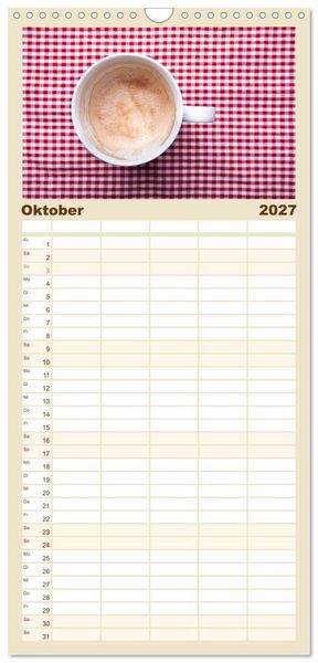 Produktbild: Familienplaner 2027 - Kaffee & Schokolade mit 5 Spalten (Wandkalender, 21 x 45 cm) CALVENDO