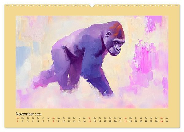 Produktbild: Majest&auml;tische Menschenaffen. Faszinierende Wesen in kunstvoller &Ouml;loptik (Wandkalender 2026 DIN A2 quer), CALVENDO Monatskalender