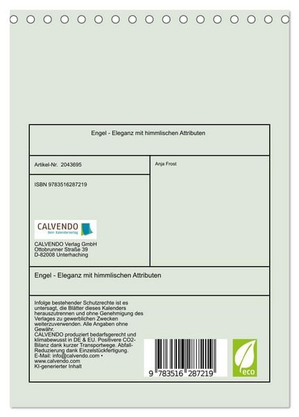 Produktbild: Engel - Eleganz mit himmlischen Attributen (Tischkalender 2026 DIN A5 hoch), CALVENDO Monatskalender