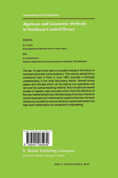 Produktbild: Algebraic and Geometric Methods in Nonlinear Control Theory