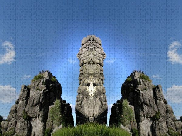 Produktbild: CALVENDO Puzzle Die Externsteine - W&auml;chter aus einer anderen Zeit | 1000 Teile Lege-Gr&ouml;&szlig;e 64x48cm Foto-Puzzle f&uuml;r gl&uuml;ckliche Stunden