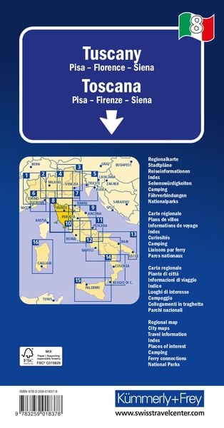 Produktbild: K&uuml;mmerly+Frey Regional-Strassenkarte 8 Toskana 1:200.000