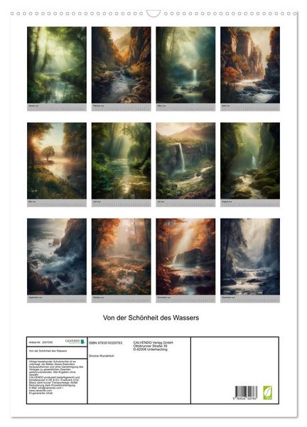 Produktbild: Von der Sch&ouml;nheit des Wassers (Wandkalender 2026 DIN A2 hoch), CALVENDO Monatskalender
