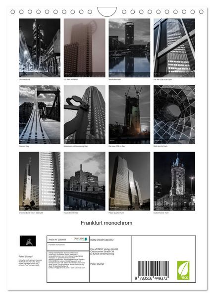 Produktbild: Frankfurt monochrom (Wandkalender 2026 DIN A4 hoch), CALVENDO Monatskalender