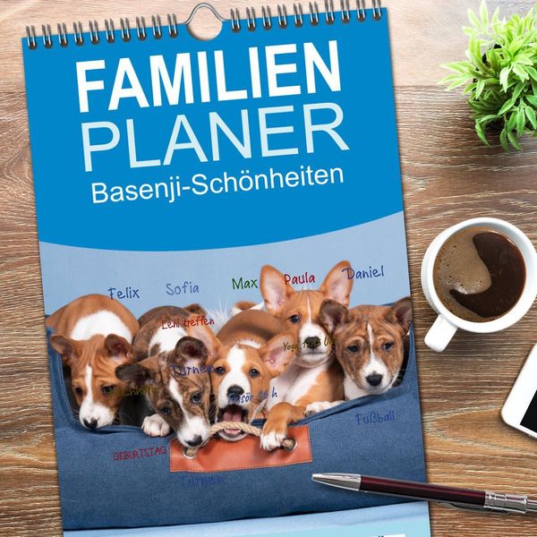 Produktbild: Familienplaner 2026 - Basenji-Sch&ouml;nheiten mit 5 Spalten (Wandkalender, 21 x 45 cm) CALVENDO